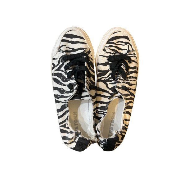 Tretorn Womens Zebra Print Lace-Up Sneakers Size 6.5 Casual Canvas Shoes - Picture 2 of 6